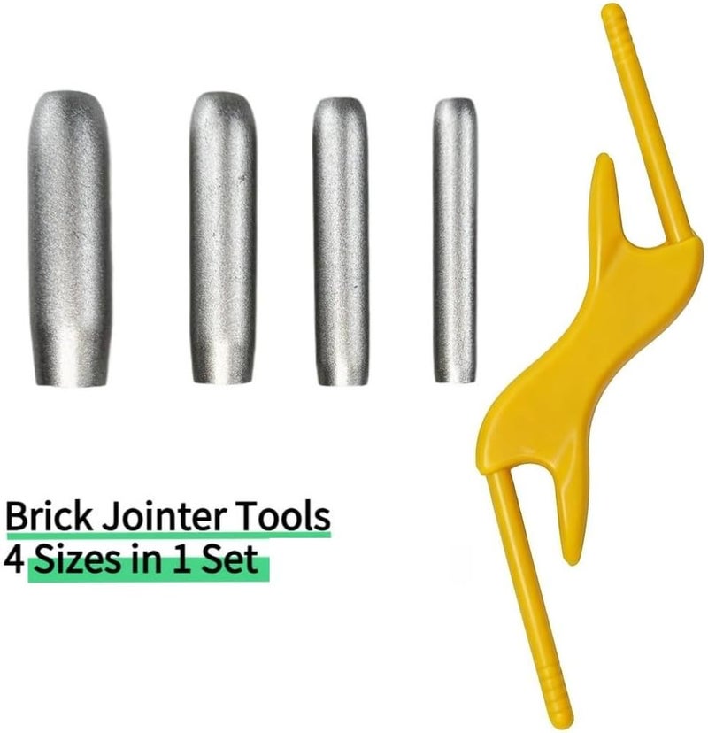 Bassadoro 4 Sizes Barrel Jointer Masonry Brick Jointer Tool Steel Handle Lightweight Bricklaying Trowel Wall Joint Trimmer Builder Tool for Wall Renovation Ceramic Tile 1/2in 5/8in 3/4in 7/8in,Yellow - Image 2